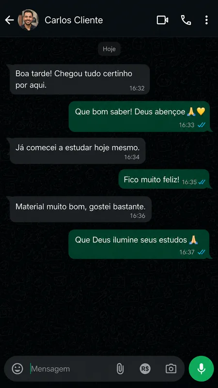 Conversa de WhatsApp com feedback do cliente Carlos Henrique