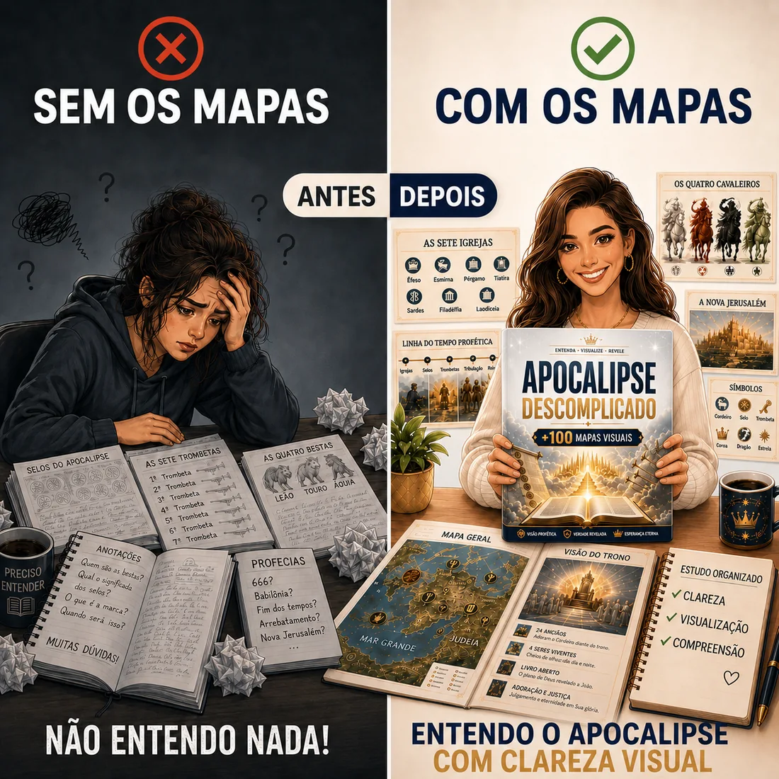 Comparativo: Sem os Mapas vs Com os Mapas do Apocalipse